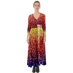 Rainbow Glitter Graphic Button Up Boho Maxi Dress by bloomingvinedesign