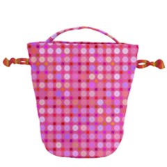 Pink And Purple Dots Drawstring Bucket Bag by TRENDYcouture