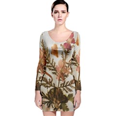 Holy Land Flowers 4 Long Sleeve Velvet Bodycon Dress