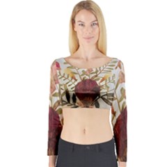 Holy Land Flowers 5 Long Sleeve Crop Top by DeneWestUK