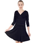 Define Black Quarter Sleeve Front Wrap Dress