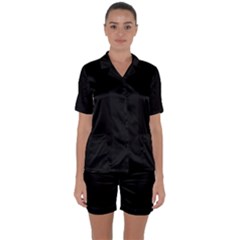 Define Black Satin Short Sleeve Pyjamas Set