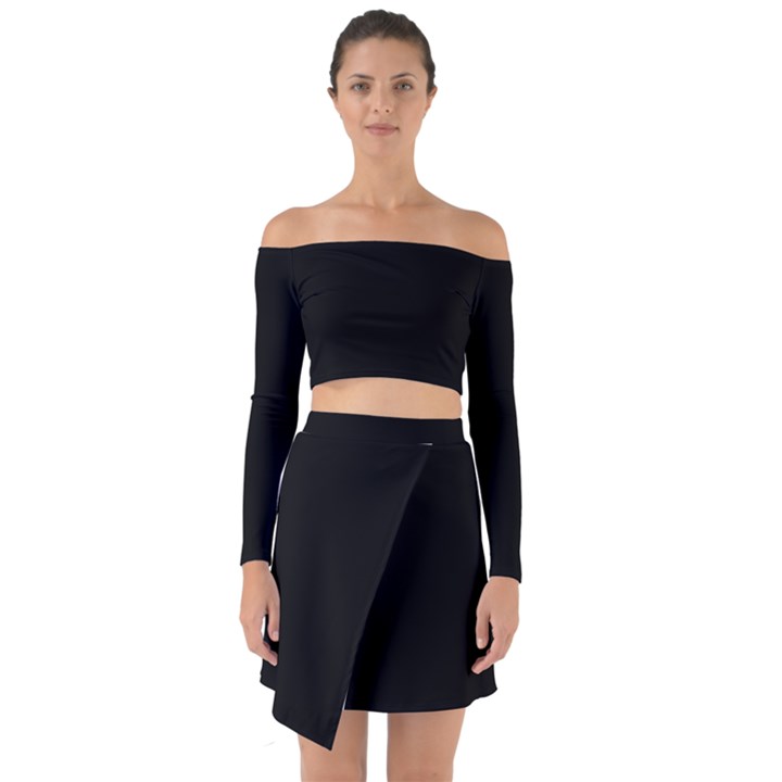 Define Black Off Shoulder Top with Skirt Set