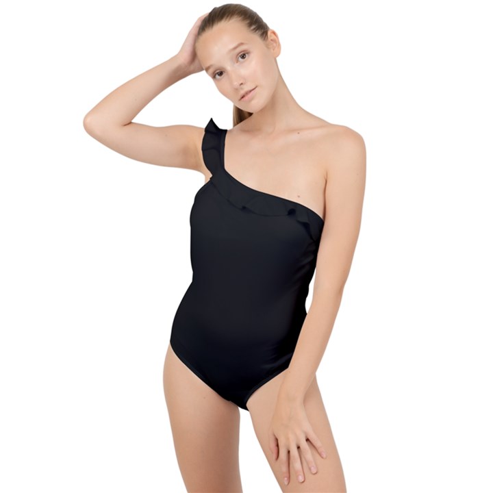 Define Black Frilly One Shoulder Swimsuit