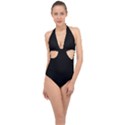 Define Black Halter Front Plunge Swimsuit View1