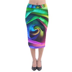 Rainbow Rose 17 Velvet Midi Pencil Skirt by bloomingvinedesign