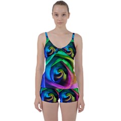 Rainbow Rose 17 Tie Front Two Piece Tankini by bloomingvinedesign