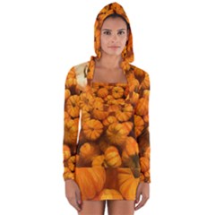 Pumpkins Tiny Gourds Pile Long Sleeve Hooded T-shirt by bloomingvinedesign