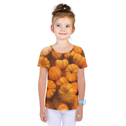 Pumpkins Tiny Gourds Pile Kids  One Piece Tee by bloomingvinedesign