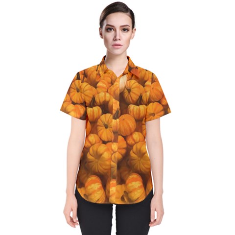 Pumpkins Tiny Gourds Pile Women s Short Sleeve Shirt by bloomingvinedesign