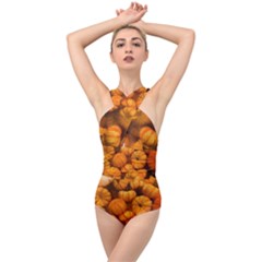 Pumpkins Tiny Gourds Pile Cross Front Low Back Swimsuit by bloomingvinedesign