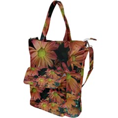 Cream And Pink Fall Flowers Shoulder Tote Bag by bloomingvinedesign