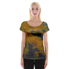 Yellow Fall Leaves And Branches Cap Sleeve Top by bloomingvinedesign