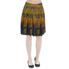 Yellow Fall Leaves And Branches Pleated Skirt