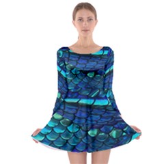Mermaid Print Long Sleeve Skater Dress