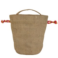 Burlap Coffee Sack Grunge Knit Look Drawstring Bucket Bag by dressshop