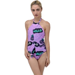 Dino Banner Go With The Flow One Piece Swimsuit by FoodLeggings