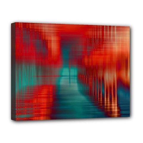 Green Red Lines Canvas 14  X 11  (stretched)