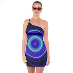 Digital Art Background Pink Blue One Soulder Bodycon Dress