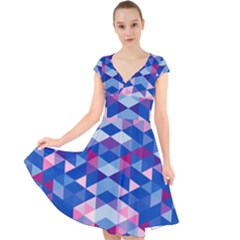 Digital Art Art Artwork Abstract Cap Sleeve Front Wrap Midi Dress