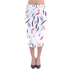 Watercolor Tablecloth Fabric Design Velvet Midi Pencil Skirt