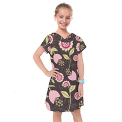 Flowers Wallpaper Floral Decoration Kids  Drop Waist Dress by Sapixe