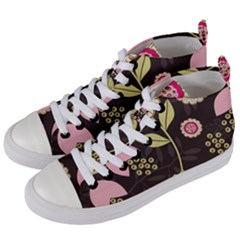 Flowers Wallpaper Floral Decoration Women s Mid-top Canvas Sneakers