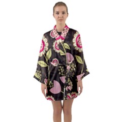 Flowers Wallpaper Floral Decoration Long Sleeve Kimono Robe