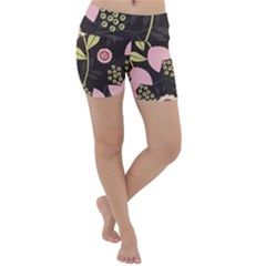 Flowers Wallpaper Floral Decoration Lightweight Velour Yoga Shorts by Sapixe