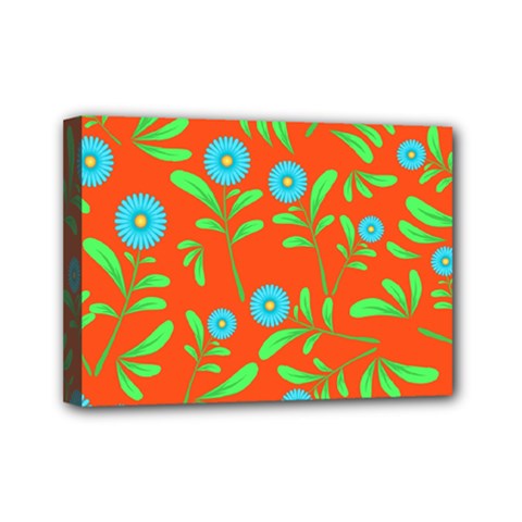 Background Texture Seamless Flowers Mini Canvas 7  X 5  (stretched)