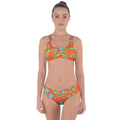 Background Texture Seamless Flowers Criss Cross Bikini Set