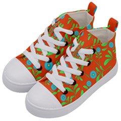 Background Texture Seamless Flowers Kid s Mid-top Canvas Sneakers by Sapixe