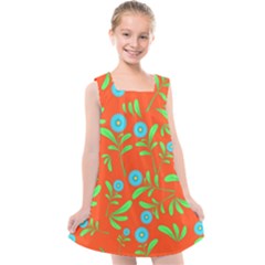 Background Texture Seamless Flowers Kids  Cross Back Dress