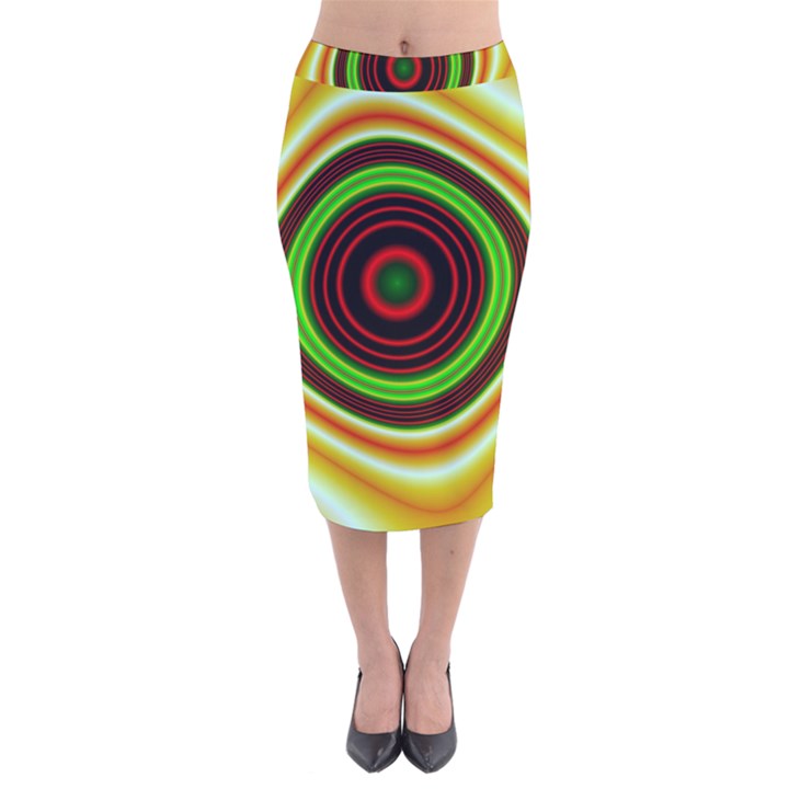 Digital Art Background Yellow Red Velvet Midi Pencil Skirt