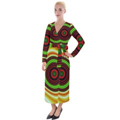 Digital Art Background Yellow Red Velvet Maxi Wrap Dress by Sapixe