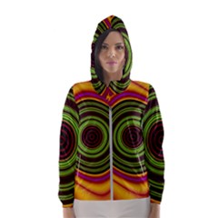 Digital Art Background Yellow Red Hooded Windbreaker (women) by Sapixe