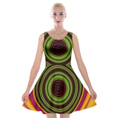 Digital Art Background Yellow Red Velvet Skater Dress