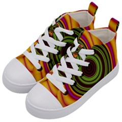 Digital Art Background Yellow Red Kid s Mid-top Canvas Sneakers