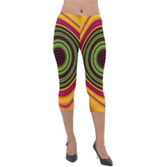 Digital Art Background Yellow Red Lightweight Velour Capri Leggings 