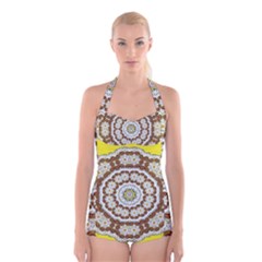 Pretty As A Flower Everywhere You Can See Boyleg Halter Swimsuit  by pepitasart