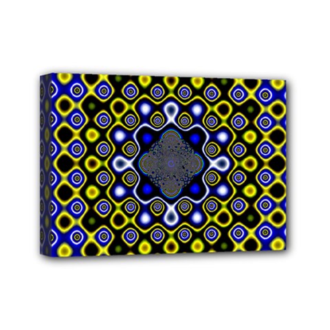 Digital Art Background Yellow Blue Mini Canvas 7  X 5  (stretched)