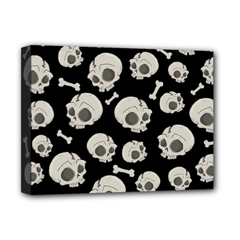 Halloween Skull Pattern Deluxe Canvas 16  X 12  (stretched)  by Valentinaart