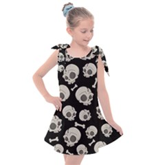 Halloween Skull Pattern Kids  Tie Up Tunic Dress by Valentinaart