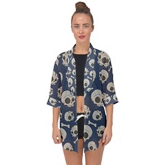 Halloween Skull Pattern Open Front Chiffon Kimono by Valentinaart