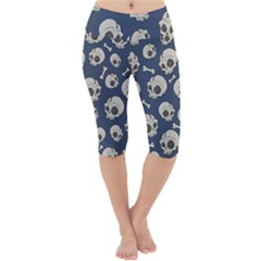 Halloween Skull Pattern Lightweight Velour Cropped Yoga Leggings by Valentinaart