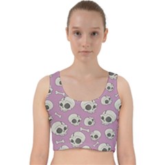 Halloween Skull Pattern Velvet Racer Back Crop Top