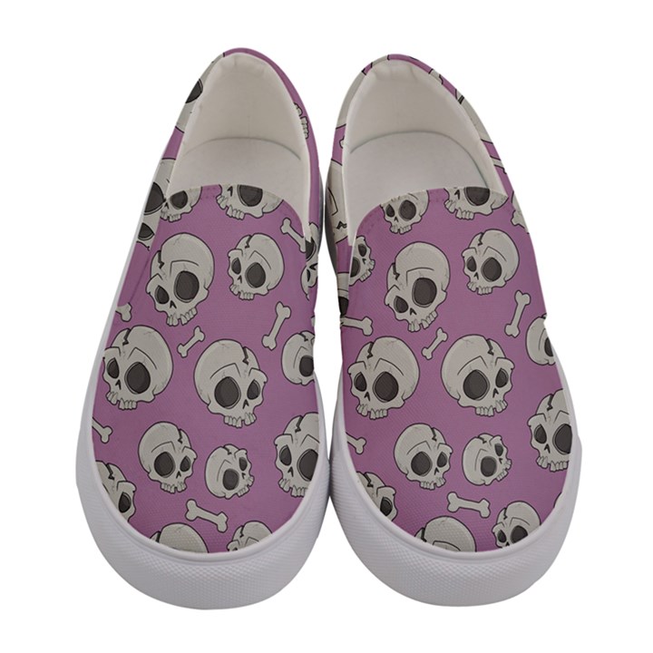 Halloween skull pattern Women s Canvas Slip Ons