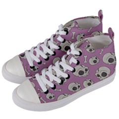 Halloween Skull Pattern Women s Mid-top Canvas Sneakers by Valentinaart