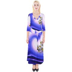 Composing Nature Background Graphic Quarter Sleeve Wrap Maxi Dress