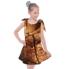 Olive Wood Wood Grain Structure Kids  Tie Up Tunic Dress